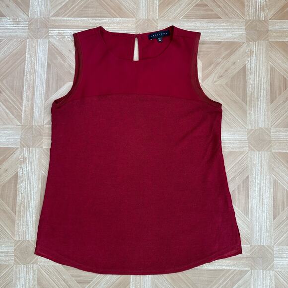 Sanctuary Red Chiffon Sleeveless Blouse Tank Womens XS Round Neck Relaxed Fit - Picture 6 of 8
